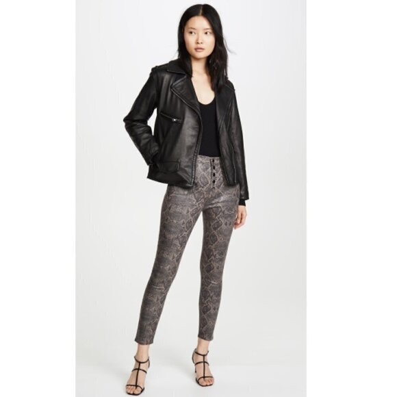 J Brand 'Lillie' Coated Snake-Print Crop Skinny Jeans, Coated Boa - Picture 1 of 4